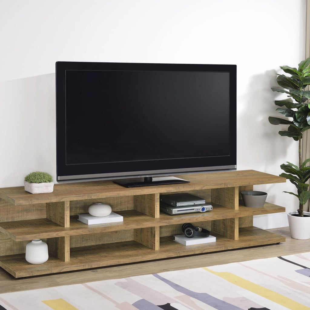 Cartmill 78-inch TV stand in mango wood, straight front view