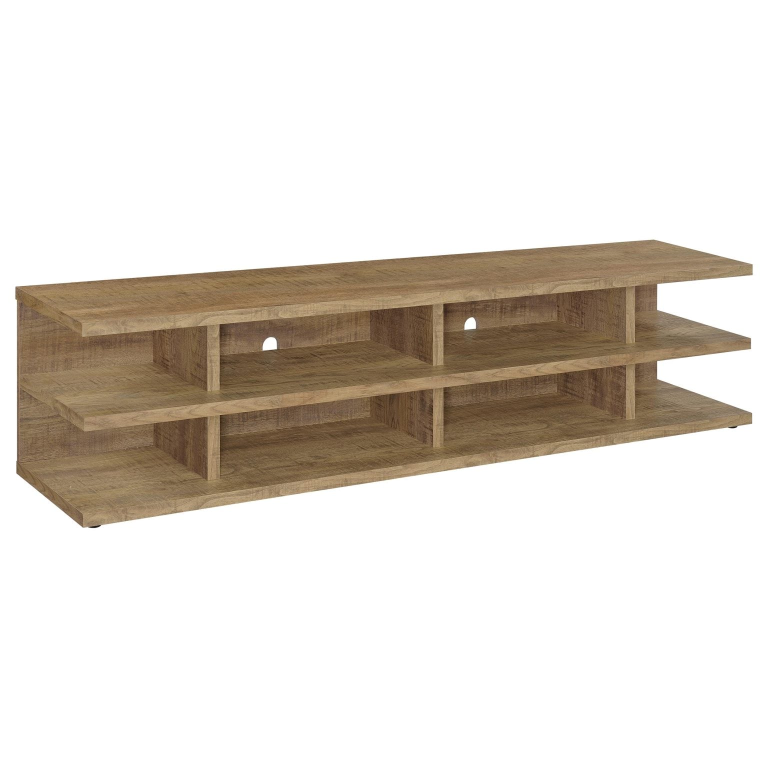 Cartmill 78-inch TV stand in mango wood, three-quarter angle view