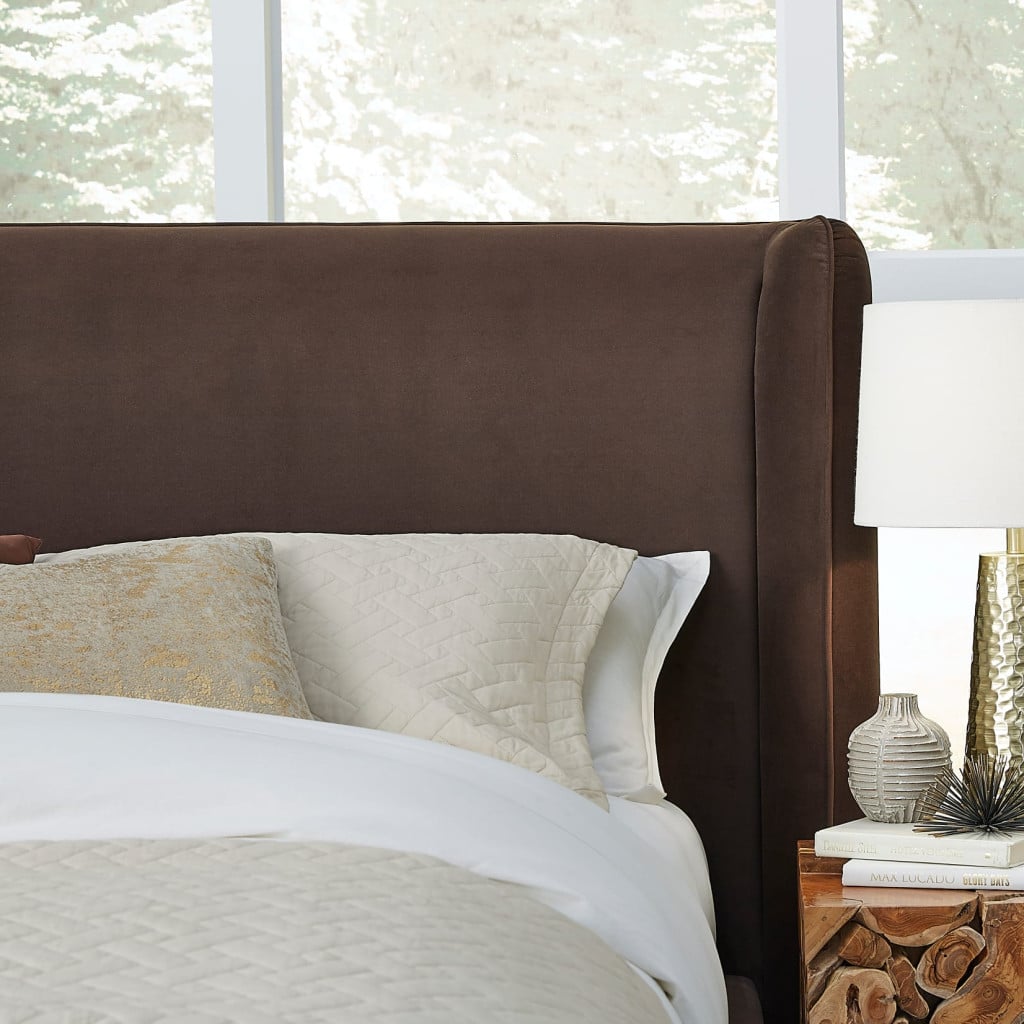 High resolution front angle of modern velvet bed