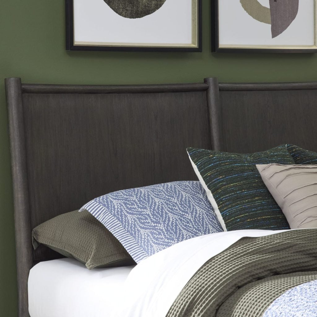 High resolution front angle of modern dark wood bed