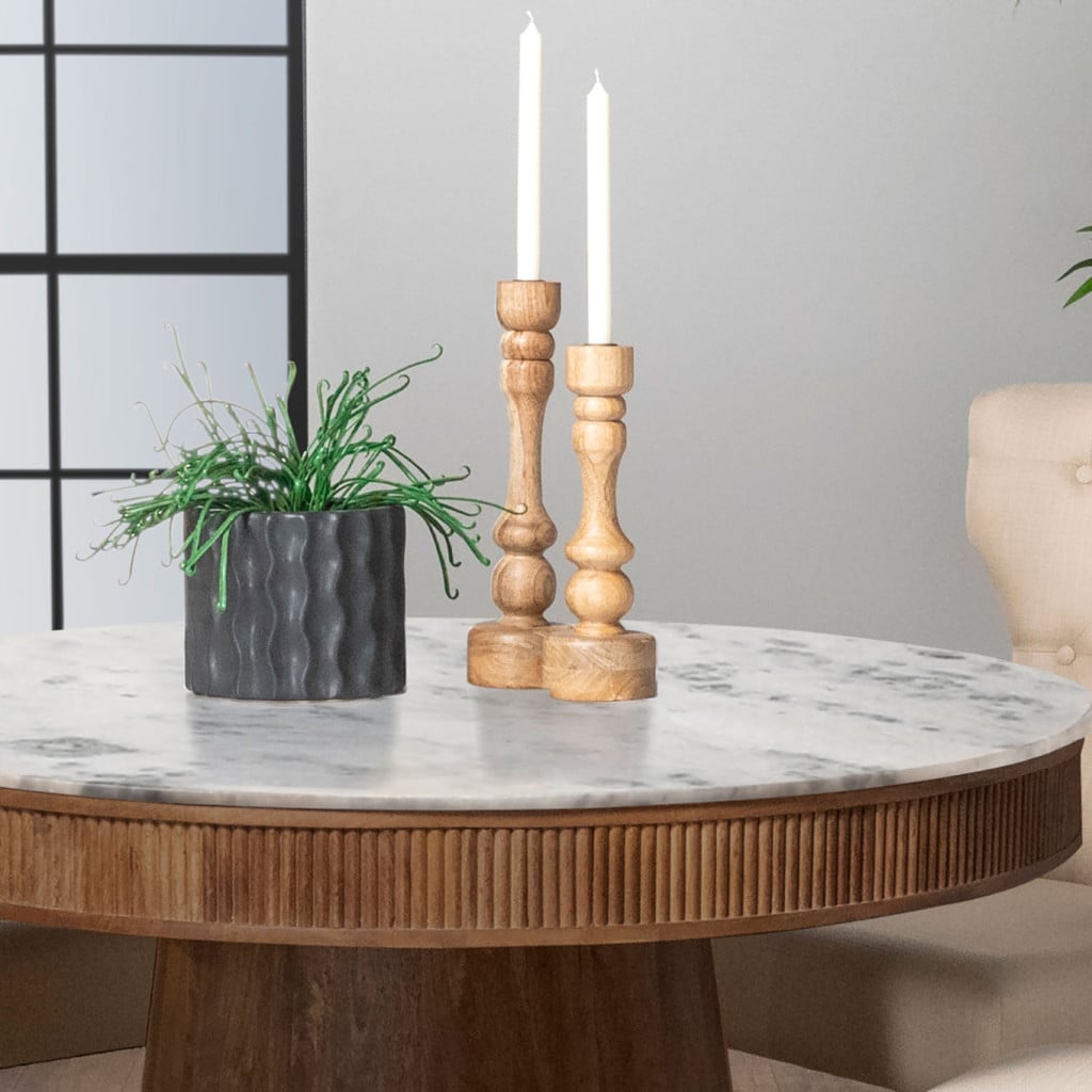 Ortega 46-Inch White Marble Round Dining Table - Image 4