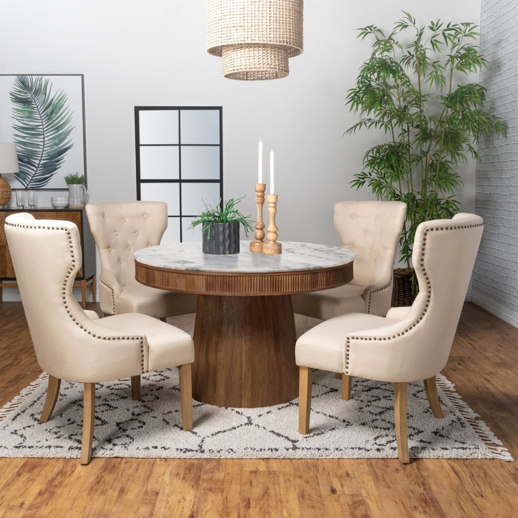 Ortega 46-Inch White Marble Round Dining Table - Image 7