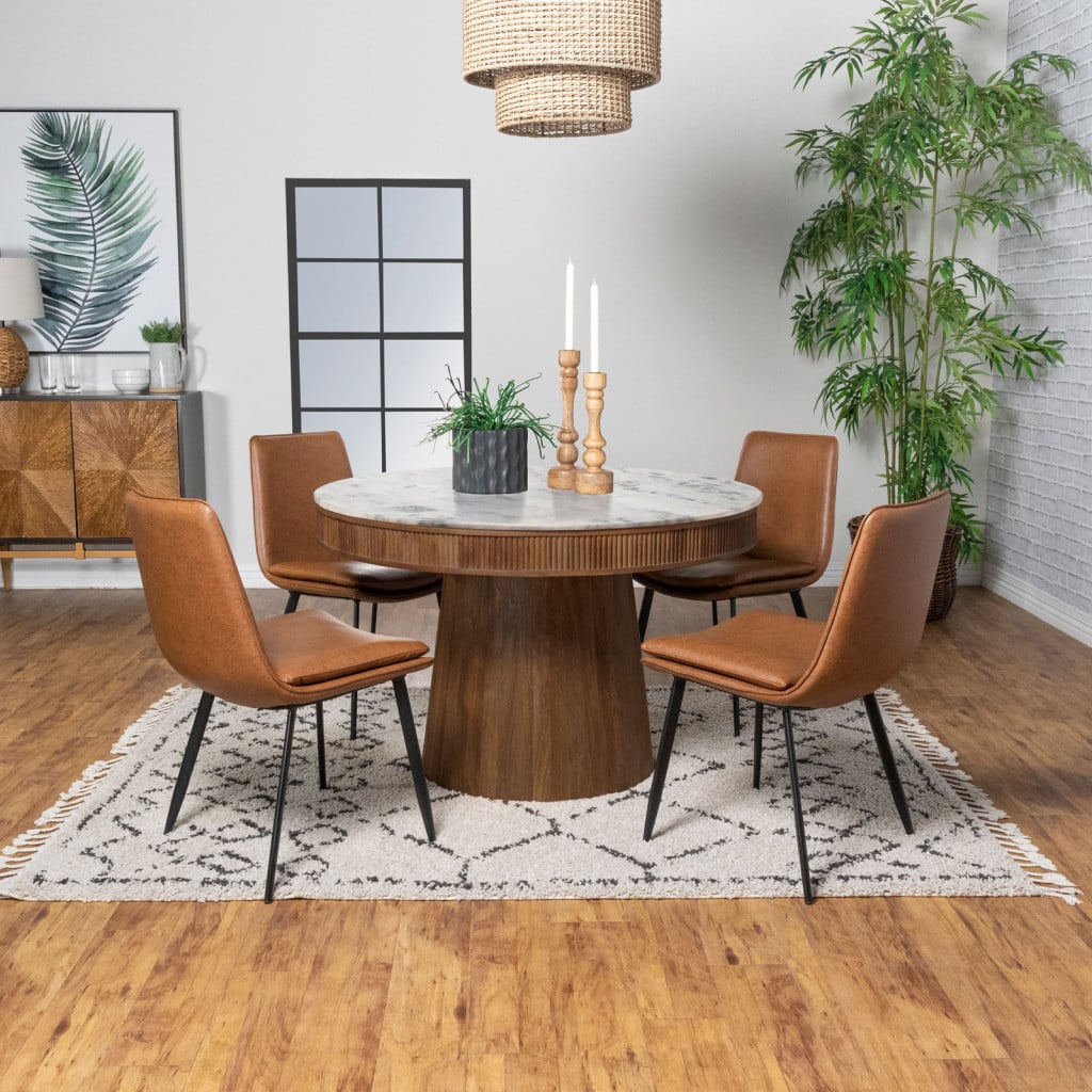 Ortega 46-Inch White Marble Round Dining Table - Image 8