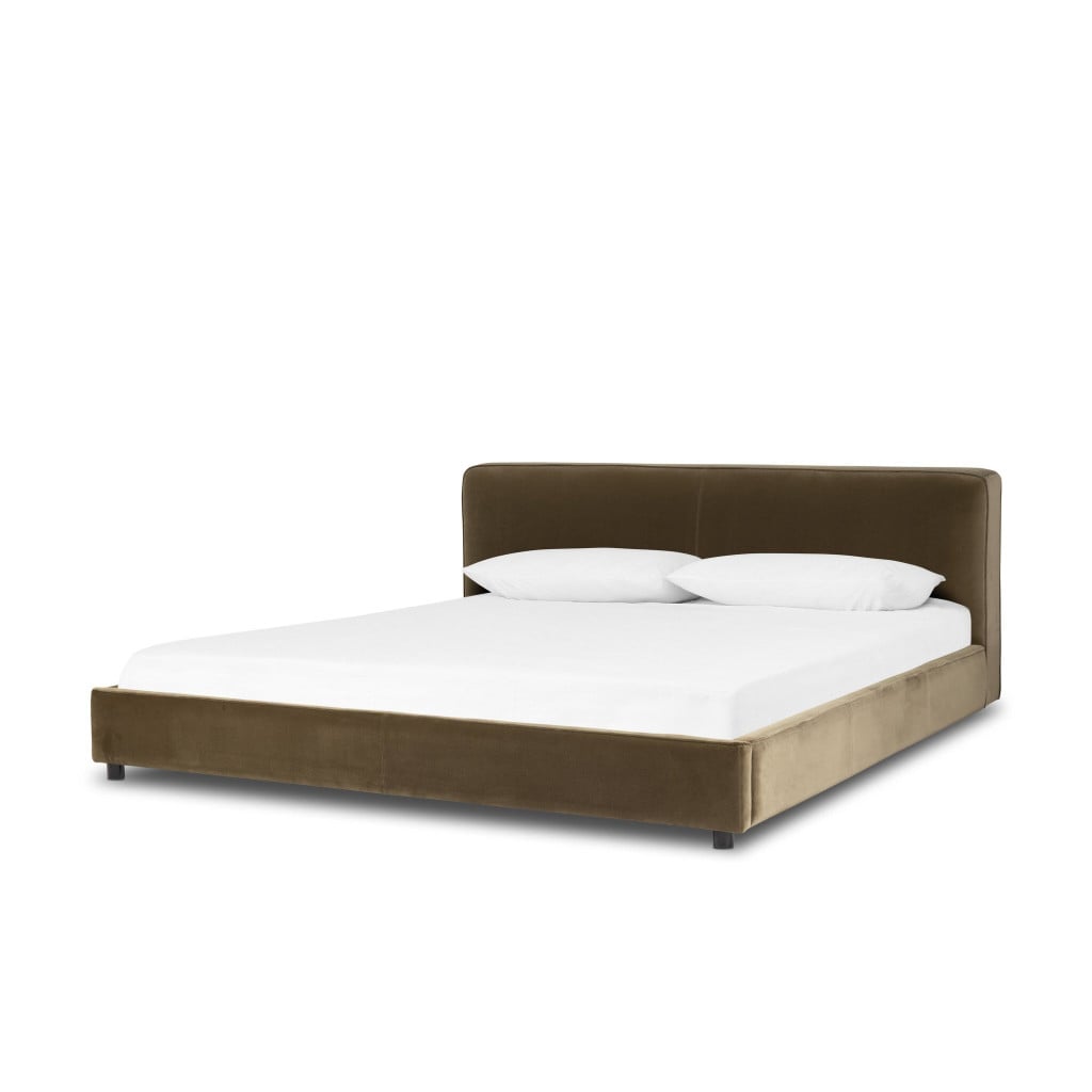 Alternative view of Aidan Low-Profile Olive Fabric King Bed