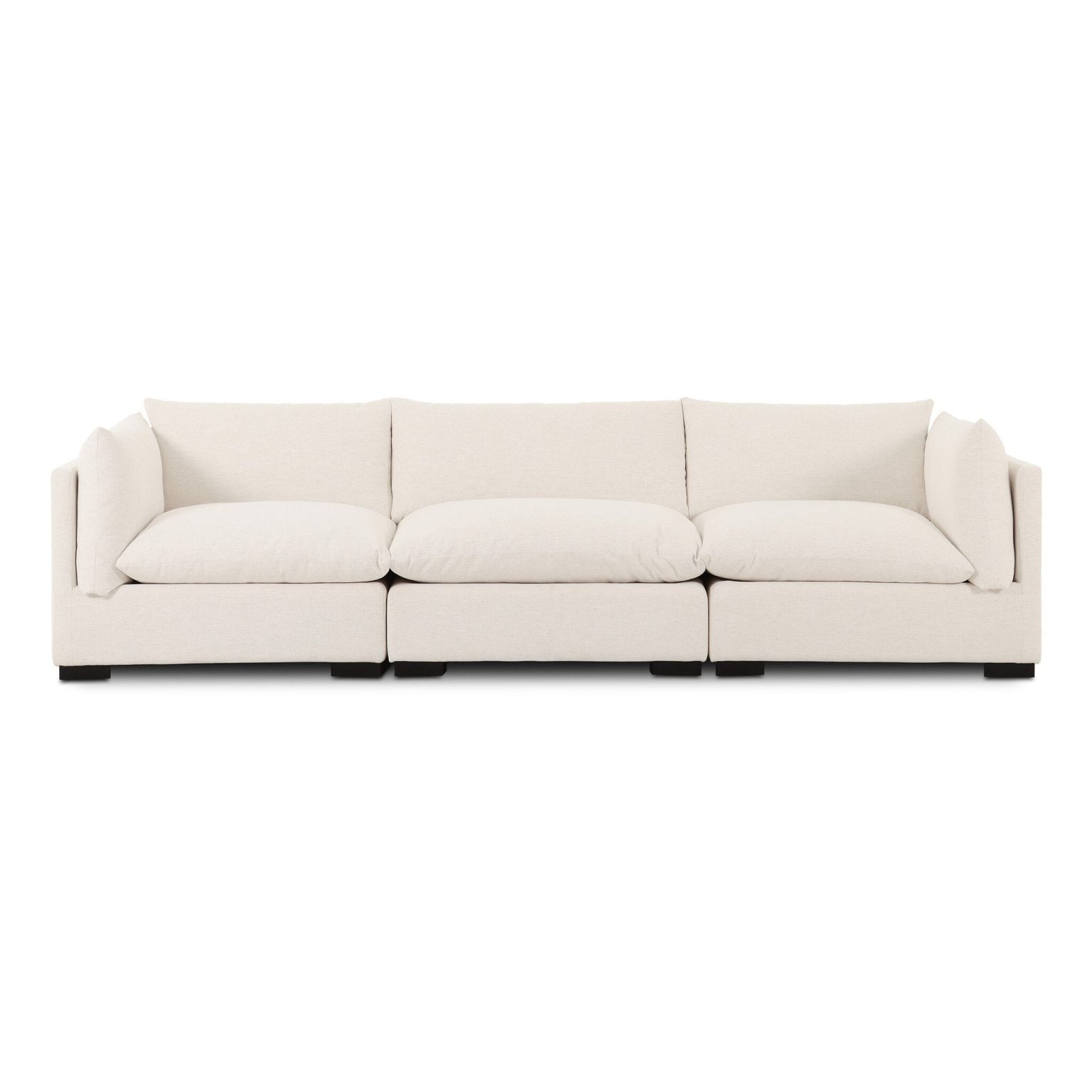 Modern white performance-fabric sectional sofa - front view | Westwood 3-Piece Sectional Sofa in Crypton Nomad Snow - three-quarter angle view | Westwood 3-Piece Sectional Sofa in Crypton Nomad Snow - side profile view | Westwood 3-Piece Sectional Sofa in Crypton Nomad Snow - rear view | Westwood 3-Piece Sectional Sofa in Crypton Nomad Snow - deep seat detail view | Westwood 3-Piece Sectional Sofa in Crypton Nomad Snow - cushion close-up | Westwood 3-Piece Sectional Sofa in Crypton Nomad Snow - fabric texture close-up | Westwood 3-Piece Sectional Sofa in Crypton Nomad Snow - alternate layout view