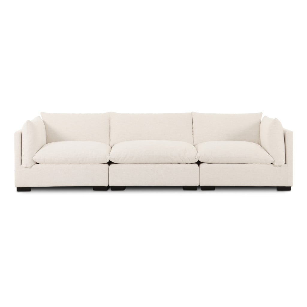 Modern white performance-fabric sectional sofa - front view | Westwood 3-Piece Sectional Sofa in Crypton Nomad Snow - three-quarter angle view | Westwood 3-Piece Sectional Sofa in Crypton Nomad Snow - side profile view | Westwood 3-Piece Sectional Sofa in Crypton Nomad Snow - rear view | Westwood 3-Piece Sectional Sofa in Crypton Nomad Snow - deep seat detail view | Westwood 3-Piece Sectional Sofa in Crypton Nomad Snow - cushion close-up | Westwood 3-Piece Sectional Sofa in Crypton Nomad Snow - fabric texture close-up | Westwood 3-Piece Sectional Sofa in Crypton Nomad Snow - alternate layout view