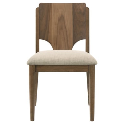 Crestmore 7-piece dining set in walnut wood, side profile view