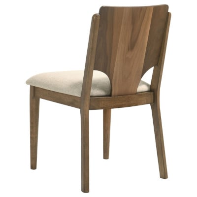 Crestmore 7-piece dining set in walnut wood, six chairs seated view