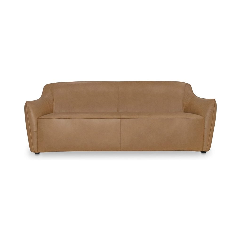 Hawkins Leather Sofa in Cognac - front view