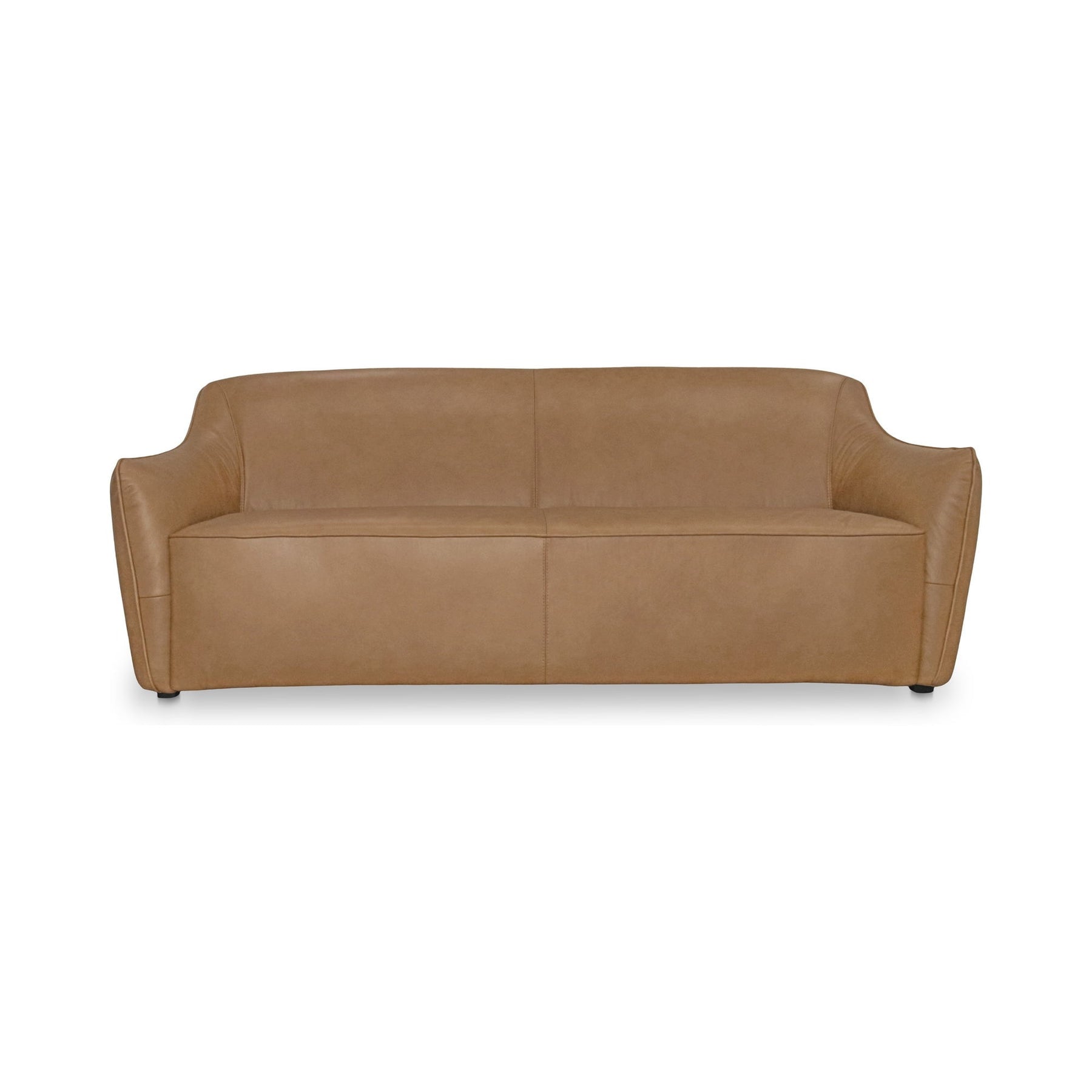 Hawkins Leather Sofa in Cognac - front view