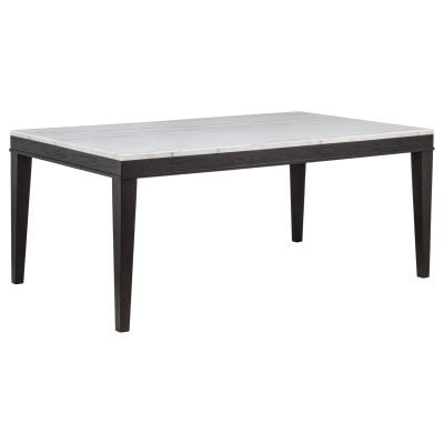 Averill 7-Piece White Marble Top Dining Set in Tan and Coffee Bean - Image 3