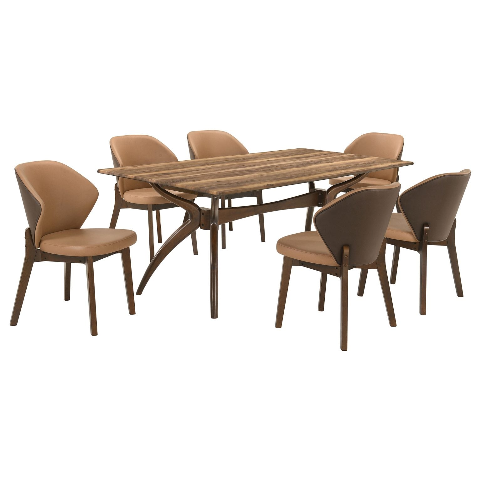 Randolph 7-piece SmartTop dining set in sheesham brown wood, three-quarter angle view