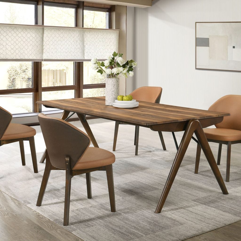 Randolph 5-piece SmartTop dining set in sheesham brown wood, full set front view