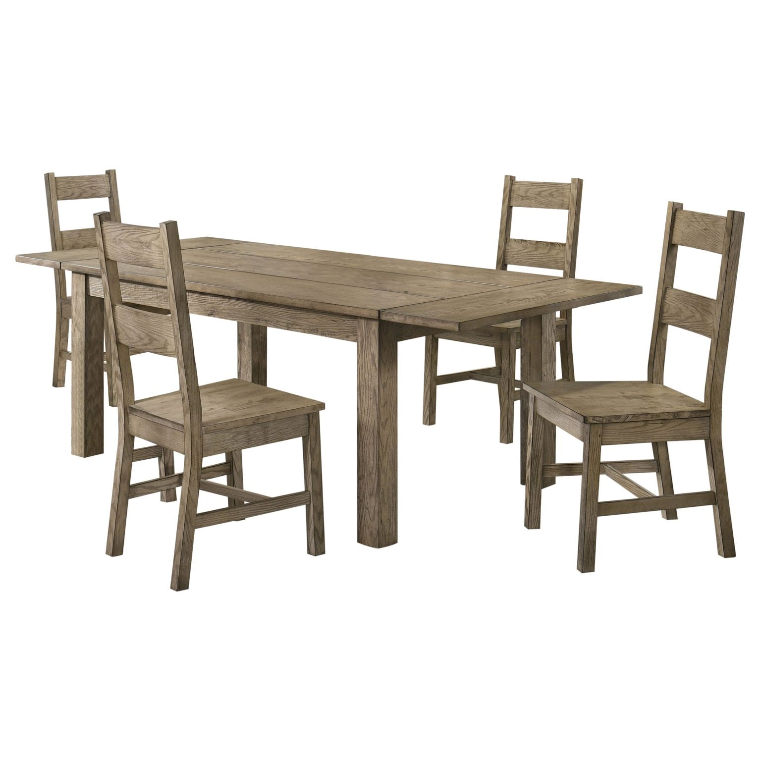 Cardova 5-piece extension dining set in vineyard oak wood, three-quarter angle view