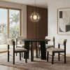Strouse 5-piece dining set in cream and black wood, full set front view