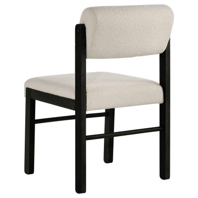 Strouse 5-piece dining set in cream and black wood, table base and leveler detail
