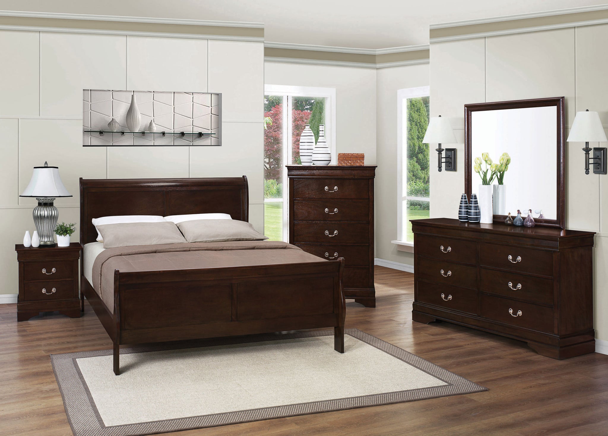 Louis Philippe 5-Piece Queen Bedroom Set in Cappuccino - room view