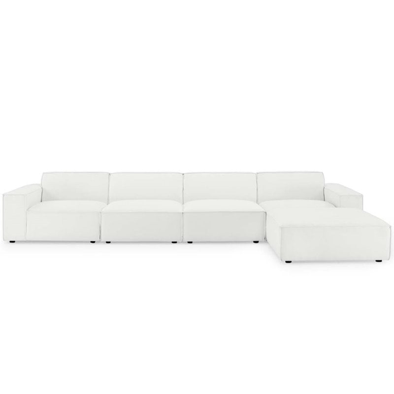 Restore white polyester modular sectional armless chair and ottoman detail