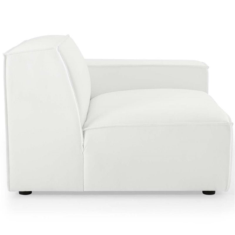Restore modern white sectional, right-arm chair detail