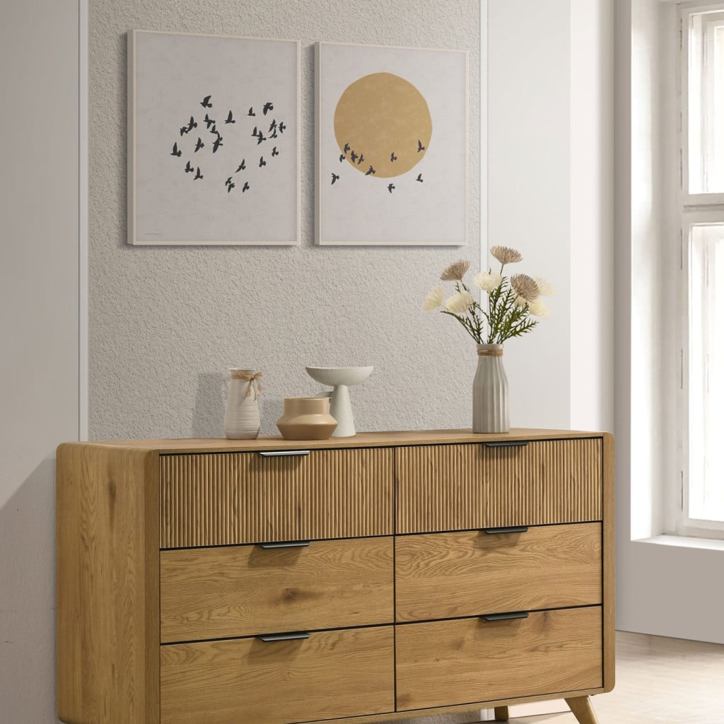 Bennett 6-Drawer Dresser in Light Oak - front view