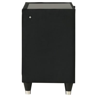 Lorient Black Velvet 2-Drawer Nightstand with USB Charging and LED Lighting by Coaster - Lorient black nightstand with USB charging view 4