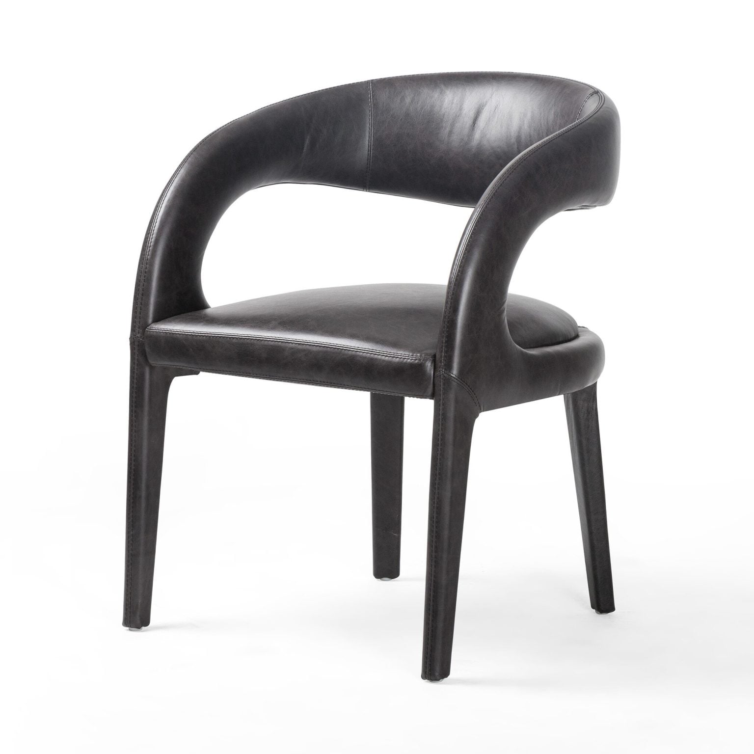 Alternative view of Hawkins Black Leather Dining Chair