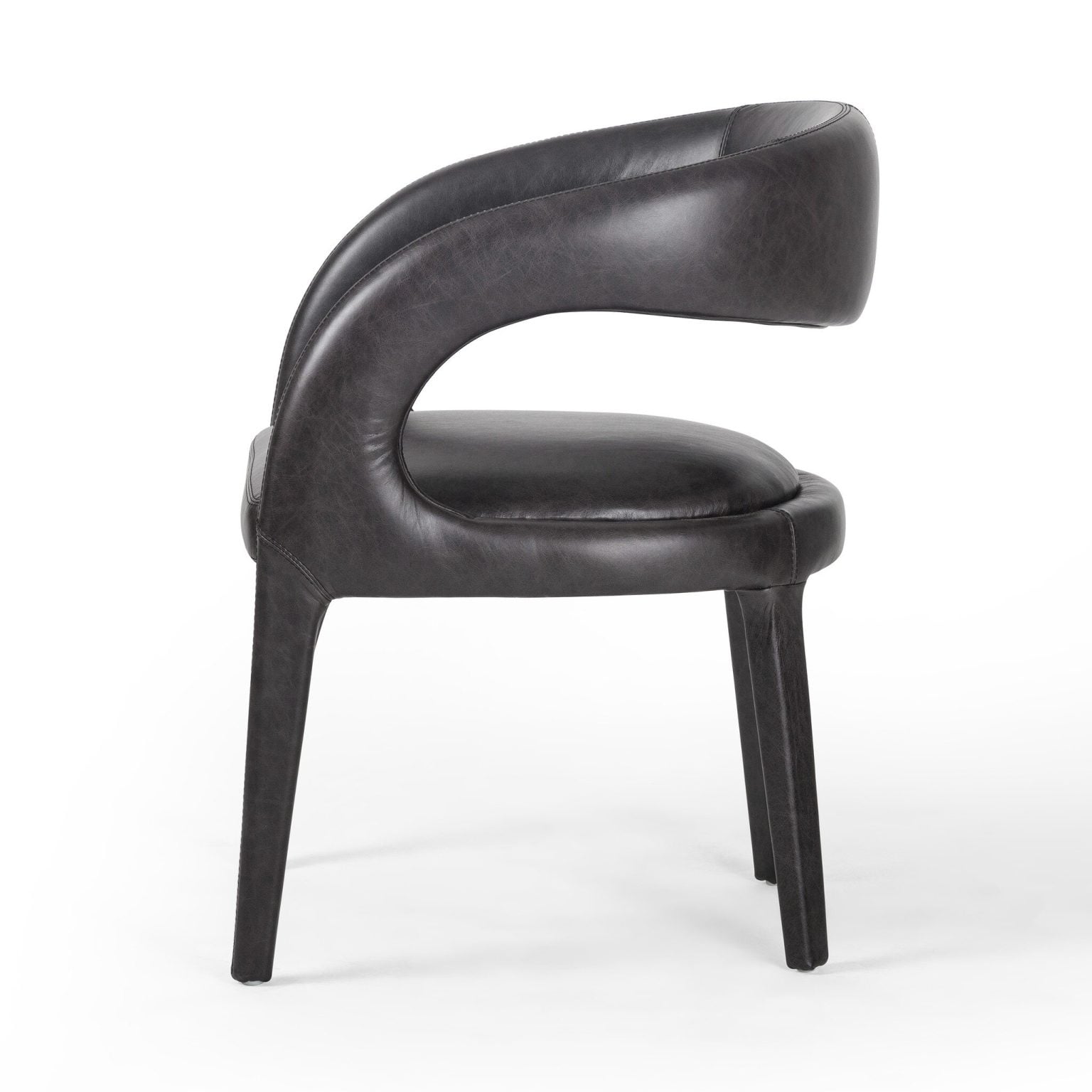 Hawkins Black Leather Dining Chair - Image 3