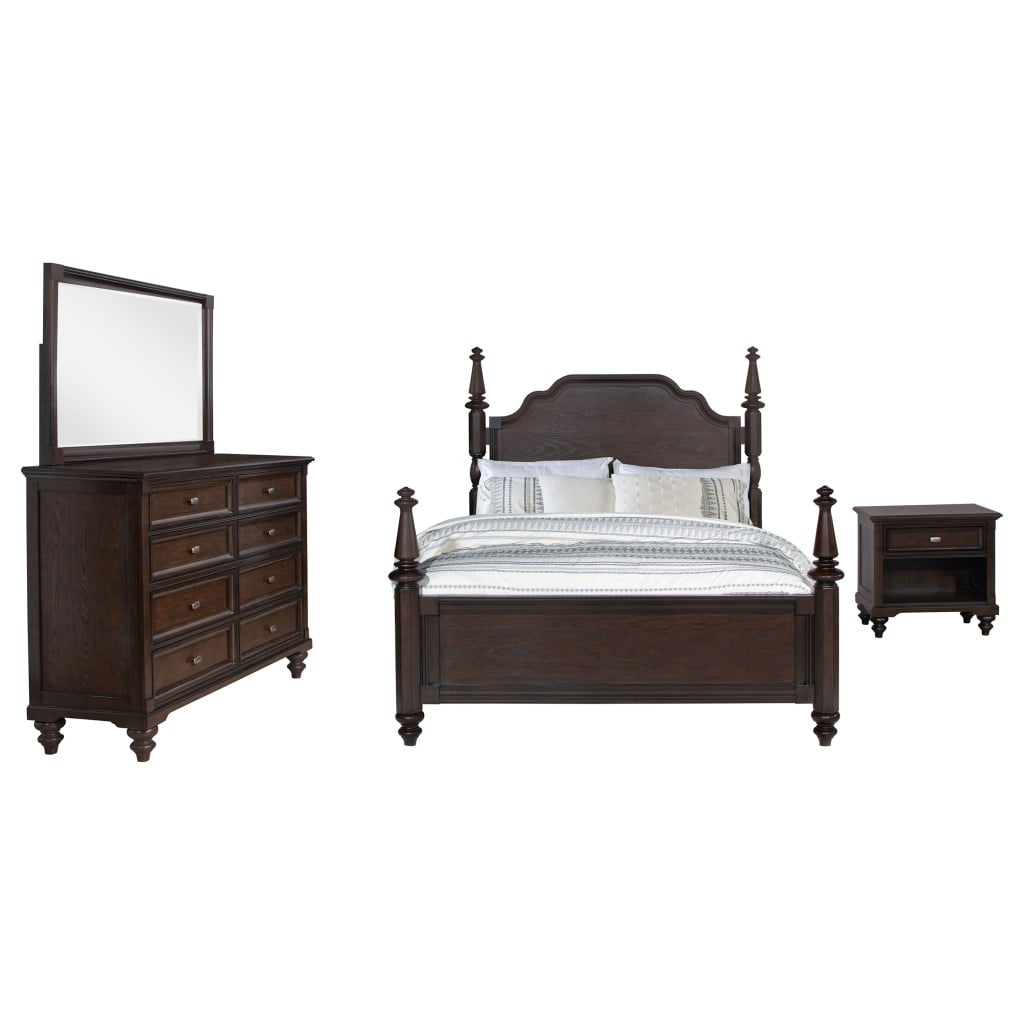 Andover 4-Piece Queen Bedroom Set in Dark Oak - group view