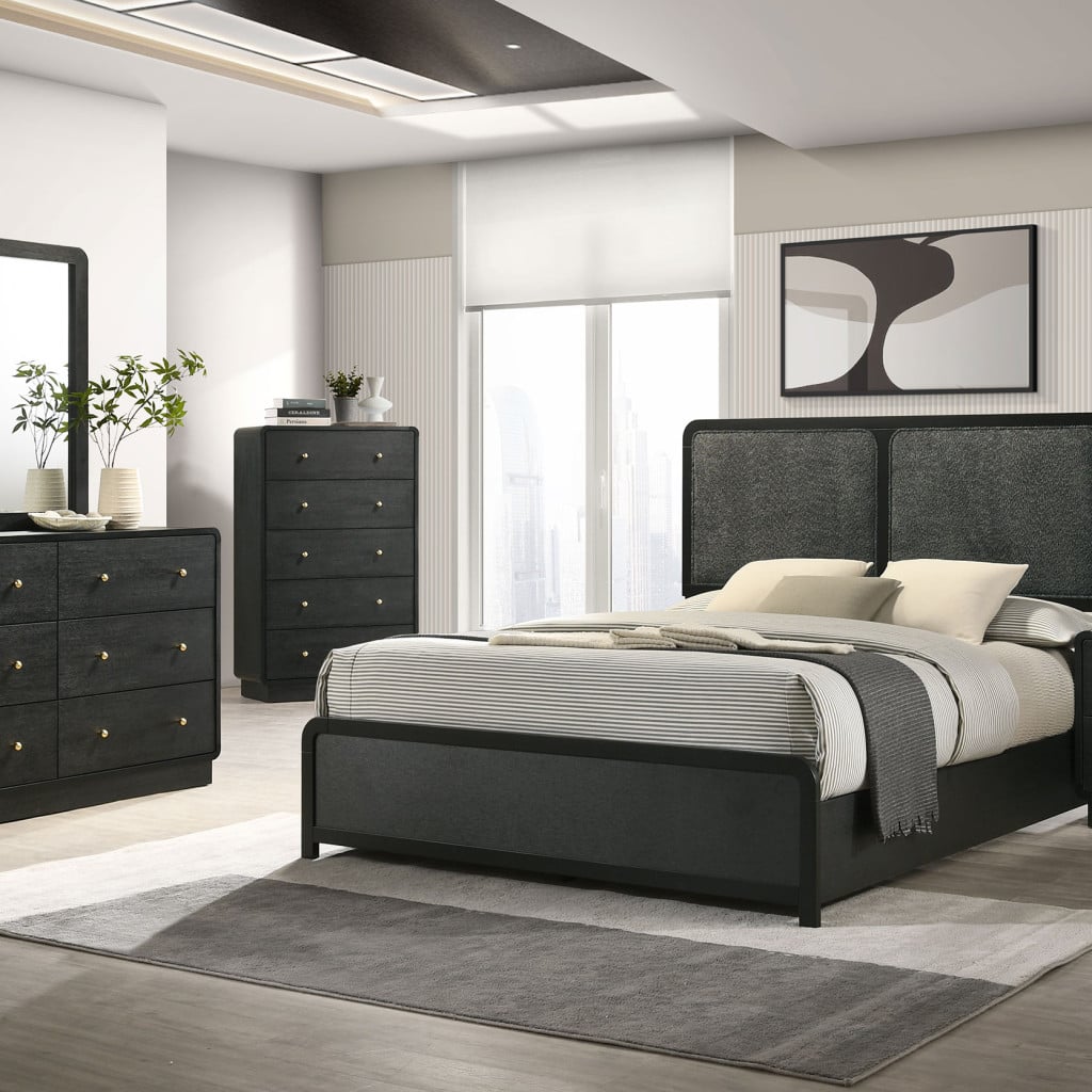 Cavelle 5-Piece Queen Bedroom Set in Black - room view
