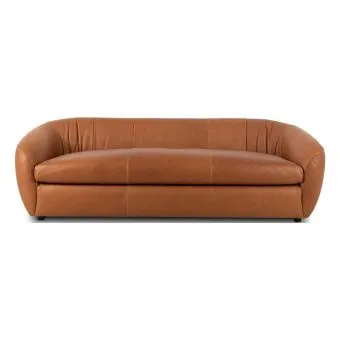 Saldana 95-inch Lorento Cognac leather sofa, front view