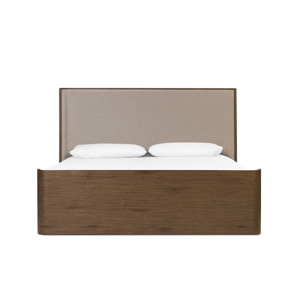 Denali Queen Bed in Blamont Cream and Rustic Fawn - front view
