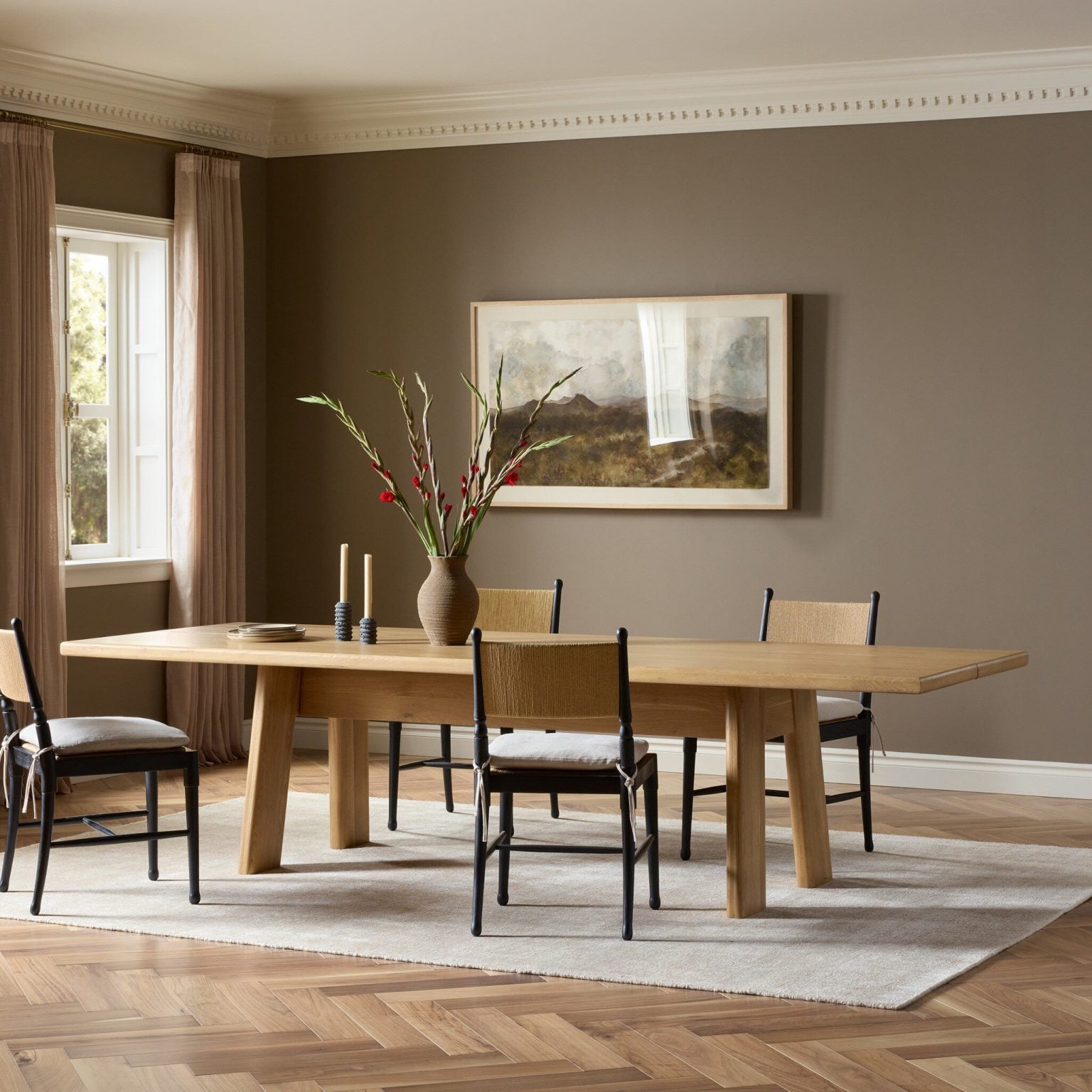 Jameson Grand 120-Inch Blonde Oak Dining Table - Image 3