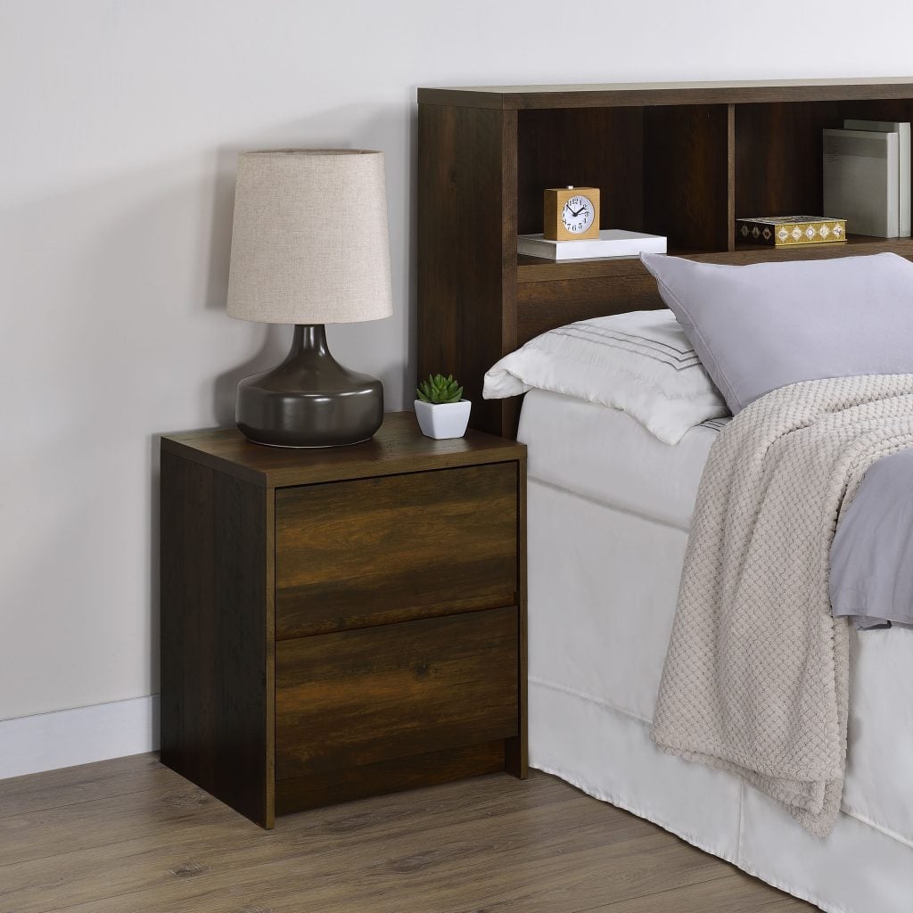 Westpark Dark Pine 2-Drawer Nightstand with USB Charging and LED Light by Coaster - Westpark dark pine nightstand with USB charging view 1