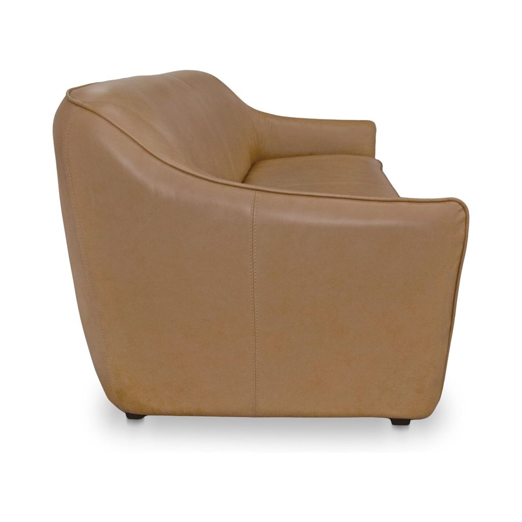 Hawkins Leather Sofa in Cognac - side view