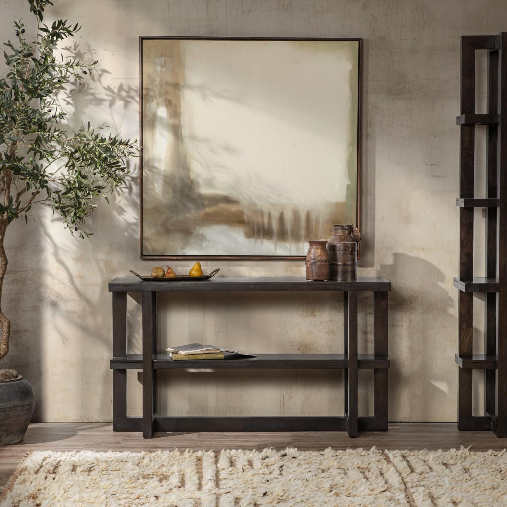 Sydney Mango Wood Console Table in Classic Espresso - angle view