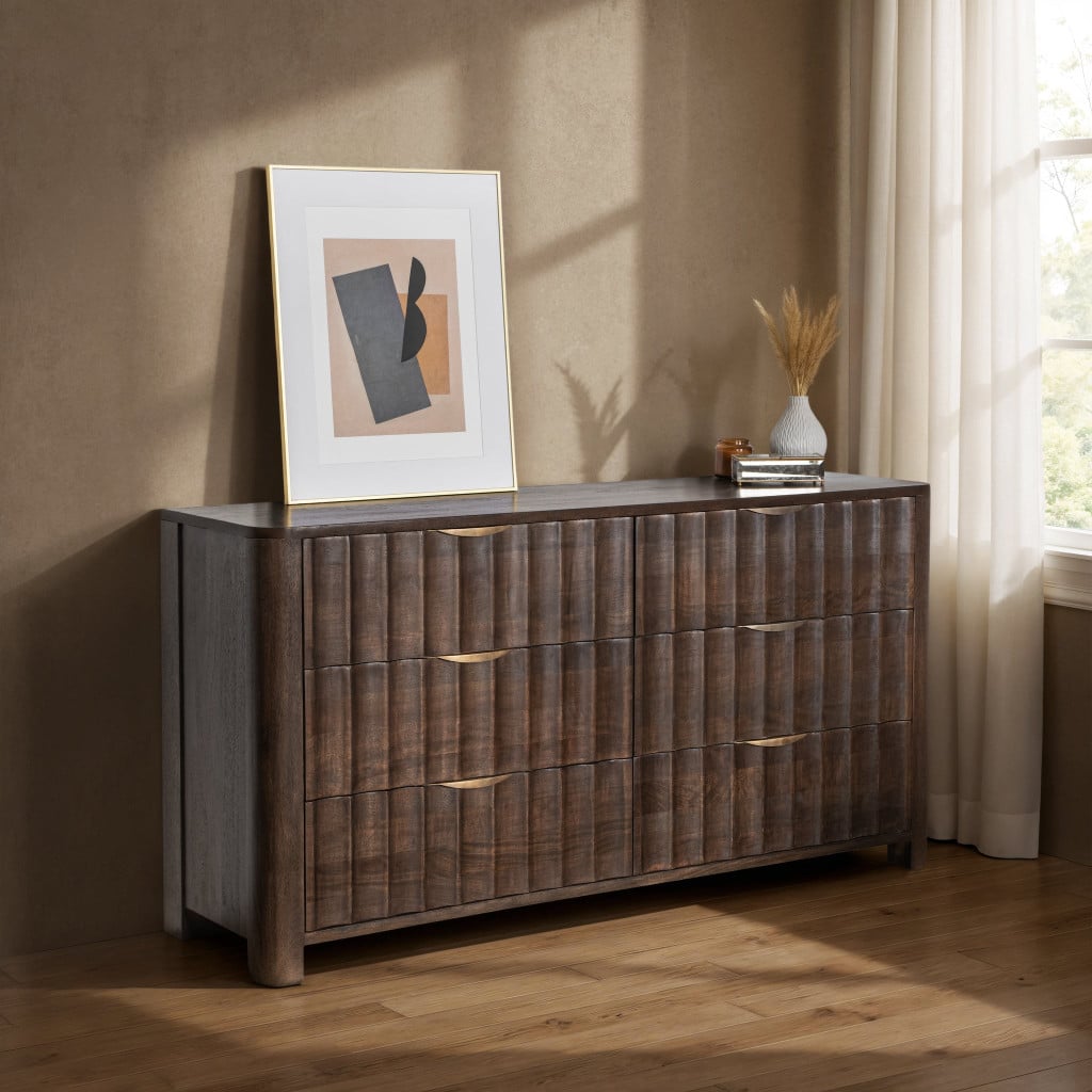 Baylee 6-Drawer Dresser in Cocoa Brown - lifestyle angled view