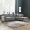 Melvyn grey fabric sectional sofa with nailhead trim, front view