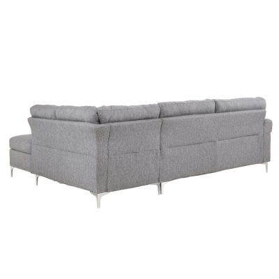 Melvyn sectional sofa in grey fabric, chaise profile view