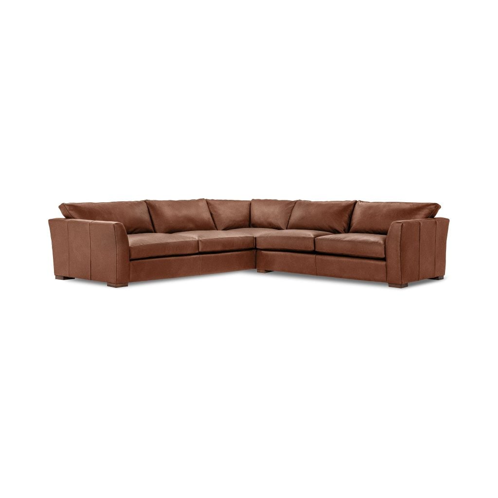Bryson 3 Piece Sectional in Saddle Top Grain Leather - front view