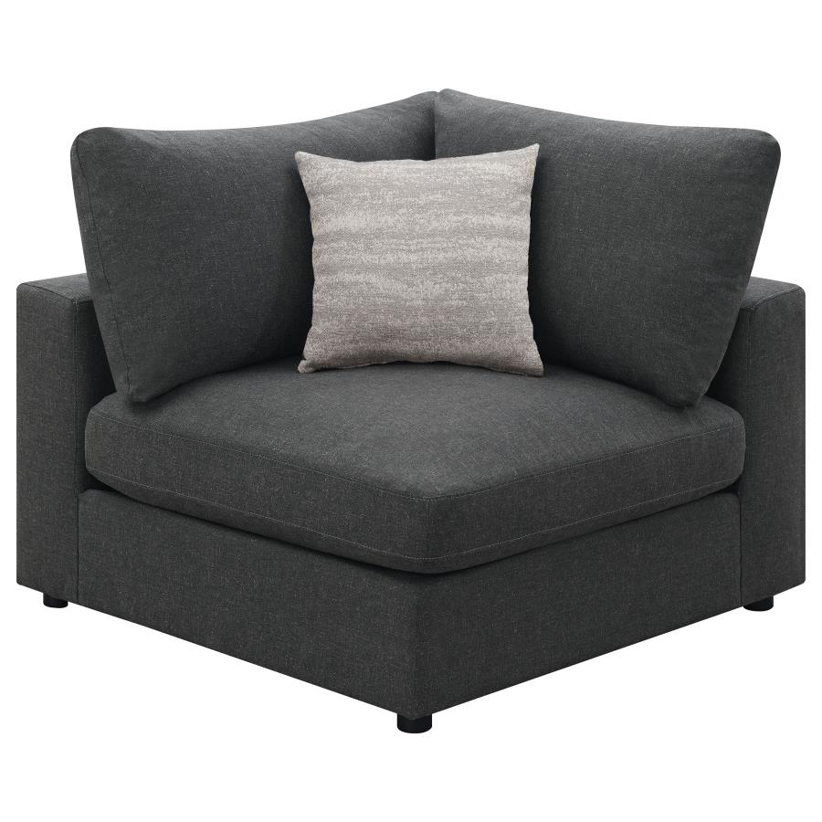 Serene charcoal linen blend 6-piece modular sectional, alternate angle