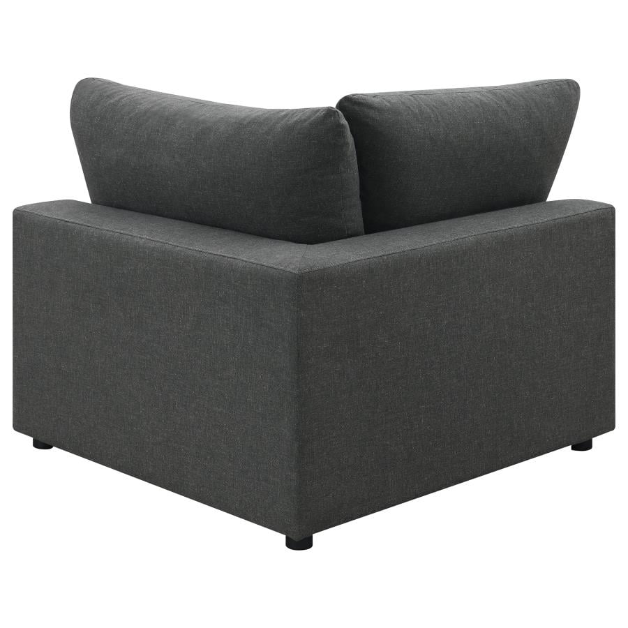 Serene charcoal linen blend 6-piece modular sectional, close view