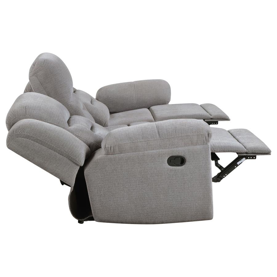 Gilson grey chenille manual reclining sofa, alternate angle