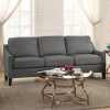 Zapata grey linen sofa with nailhead trim, front view