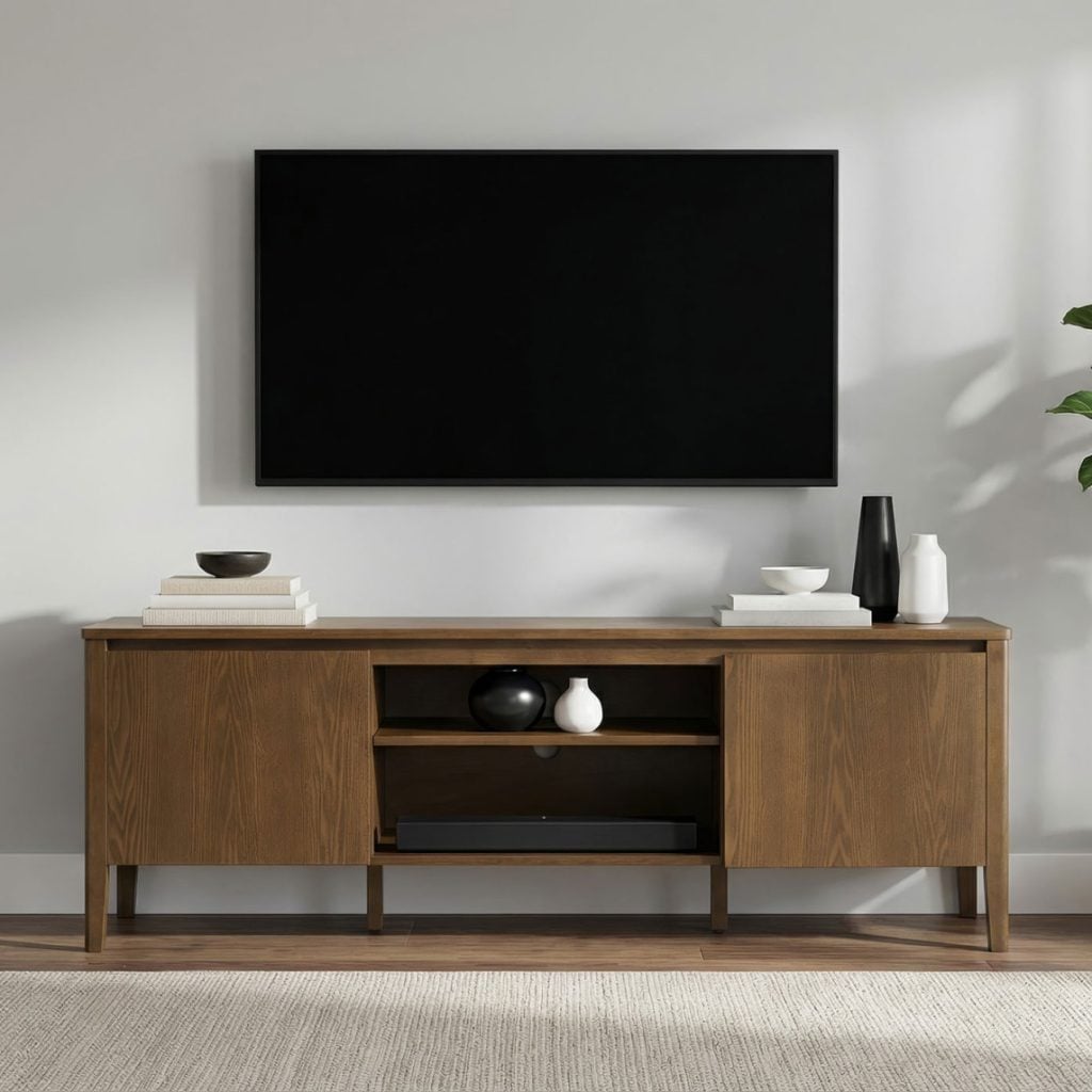 Thori 63-Inch 2-Door TV Stand Media Console in Dark Brown - front view