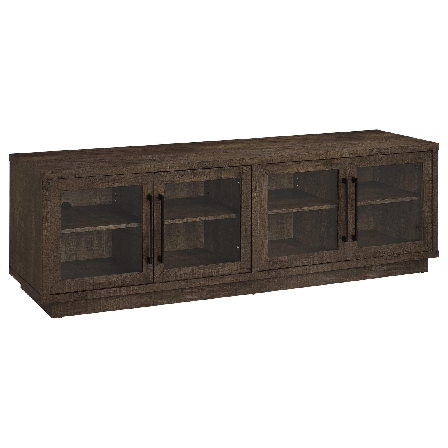 Medina 4-Door Glass TV Stand in Dark Rustic Mango - primary view