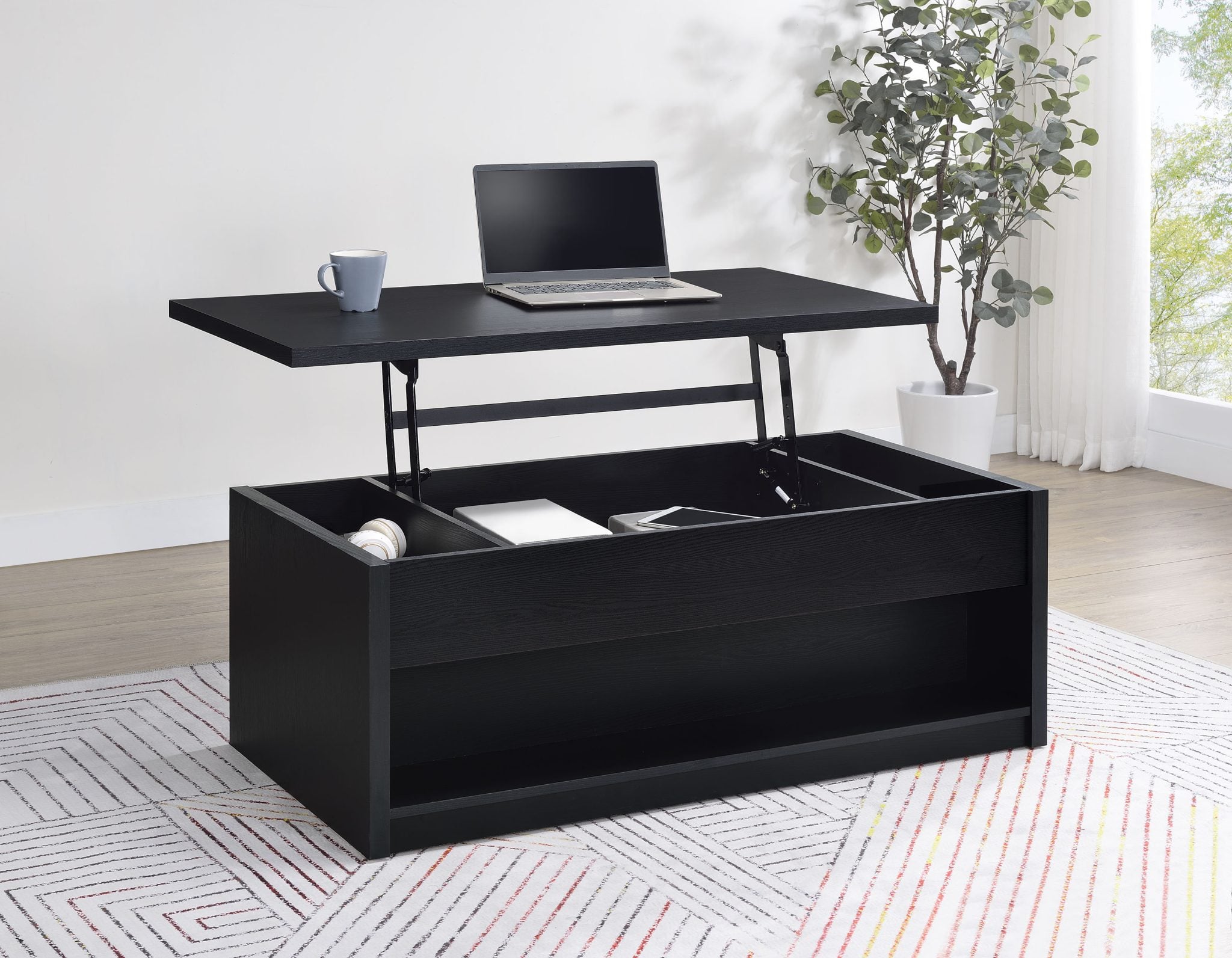 Knapp Black Lift-Top Coffee Table with Hidden Storage and Drawers by Coaster - Knapp lift-top coffee table view 1