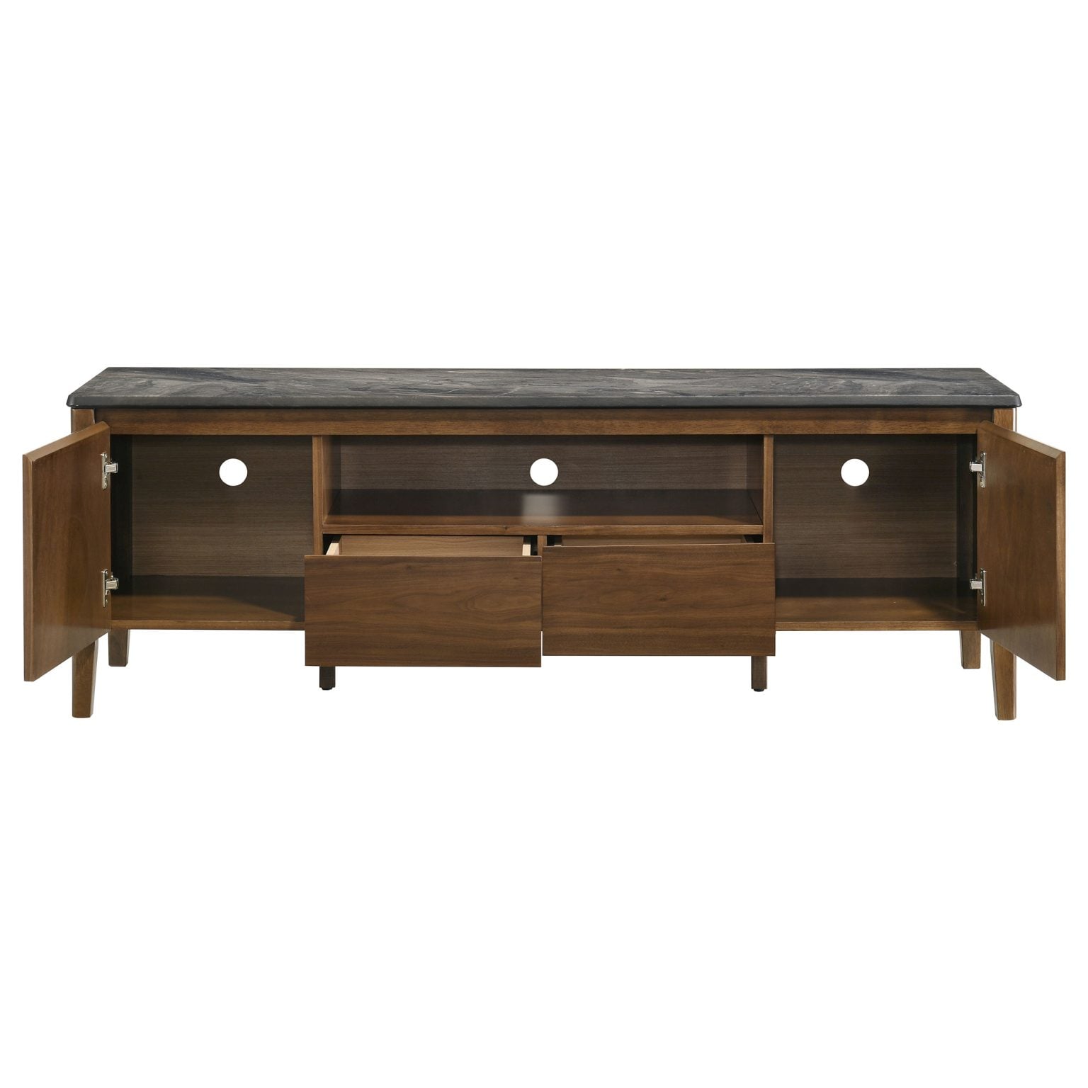 Bradley 63-Inch SmartTop TV Stand in Smokey Grey and Dark Brown - straight front view