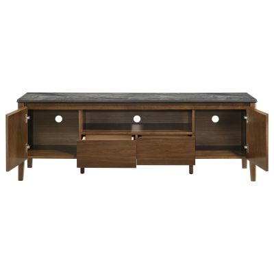 Bradley 63-Inch SmartTop TV Stand in Smokey Grey and Dark Brown - straight front view