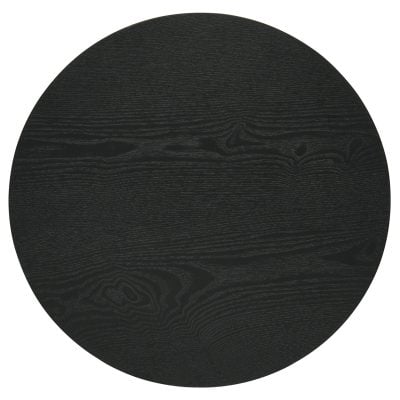 Hamlyn round fluted end table in black wood, fluted texture close-up