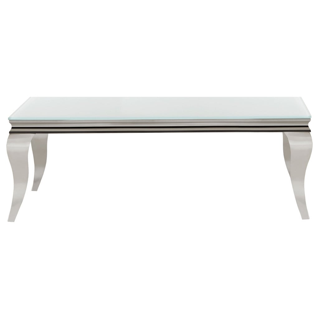 Carone White 2-Piece Coffee Table Set with Glass Tops by Coaster - Carone coffee table view 2